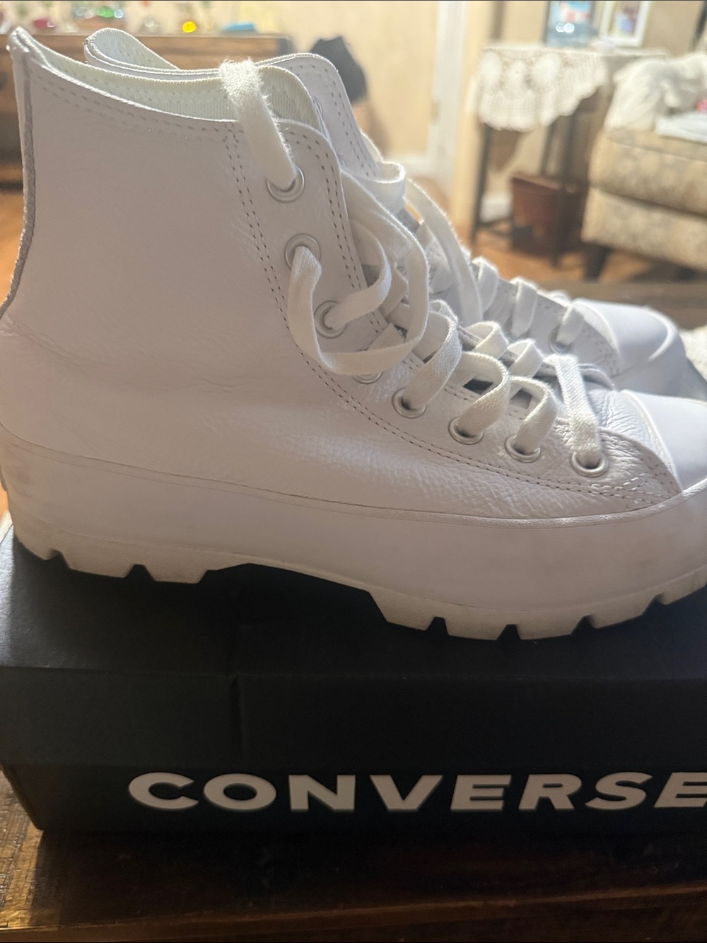 Converse Chuck Taylor All-Star White Platform Lug-Sole High Top Sneakers